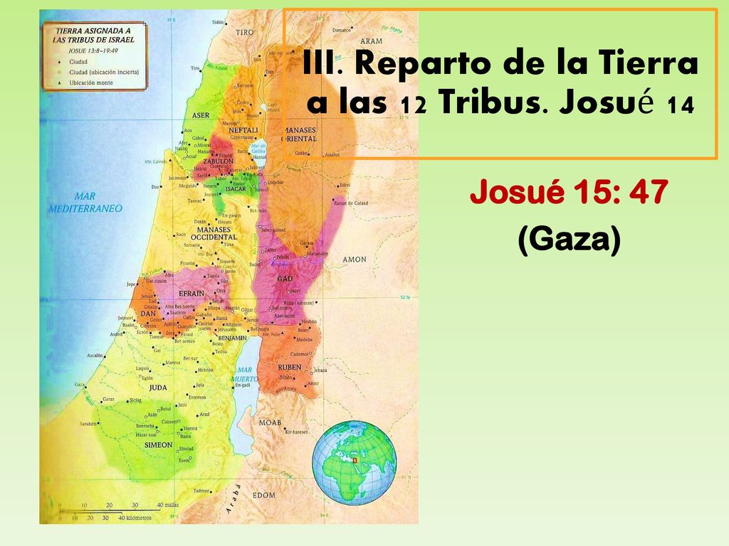 III. Reparto de la Tierra a las 12 Tribus. Josué 14