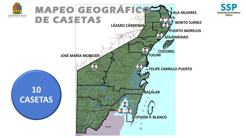 MAPEO GEOGRÁFICO DE CASETAS 10 CASETAS ISLA MUJERES BENITO JUÁREZ