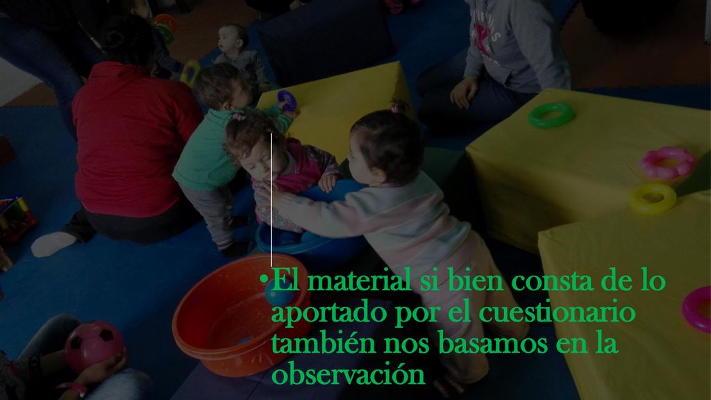 El material si bien consta de lo aportado por el cuestionario también nos basamos en la observación