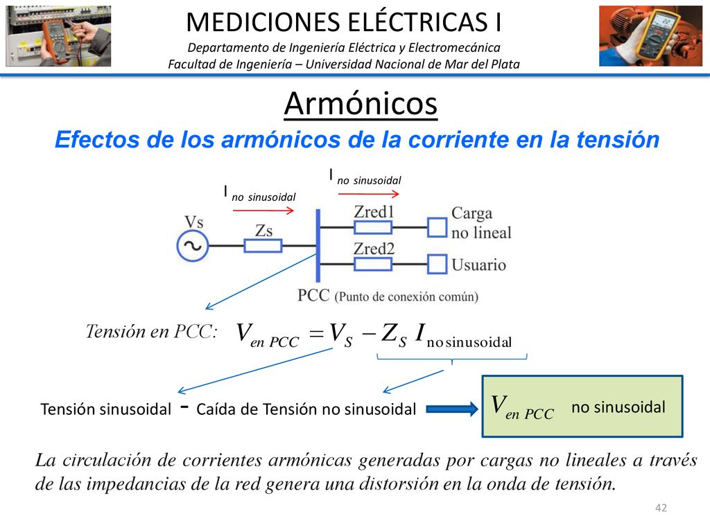 Efectos de los armónicos de la corriente en la tensión