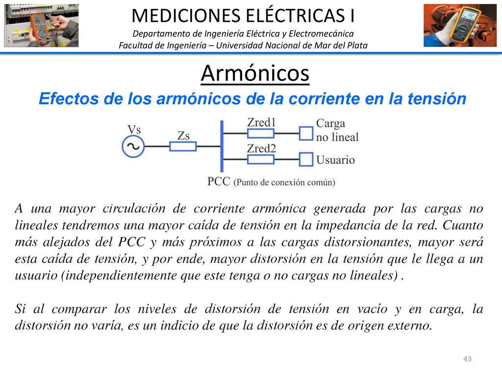 Efectos de los armónicos de la corriente en la tensión