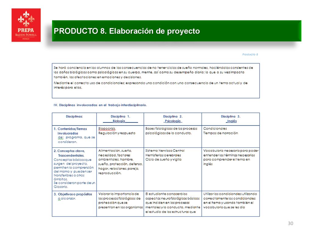 PRODUCTO 8. Elaboración de proyecto