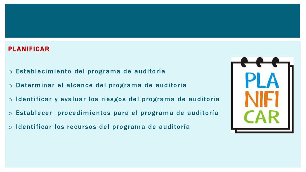 PLANIFICAR Establecimiento del programa de auditoría. Determinar el alcance del programa de auditoria.
