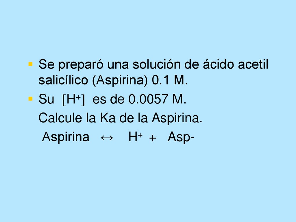 Se preparó una solución de ácido acetil salicílico (Aspirina) 0.1 M.