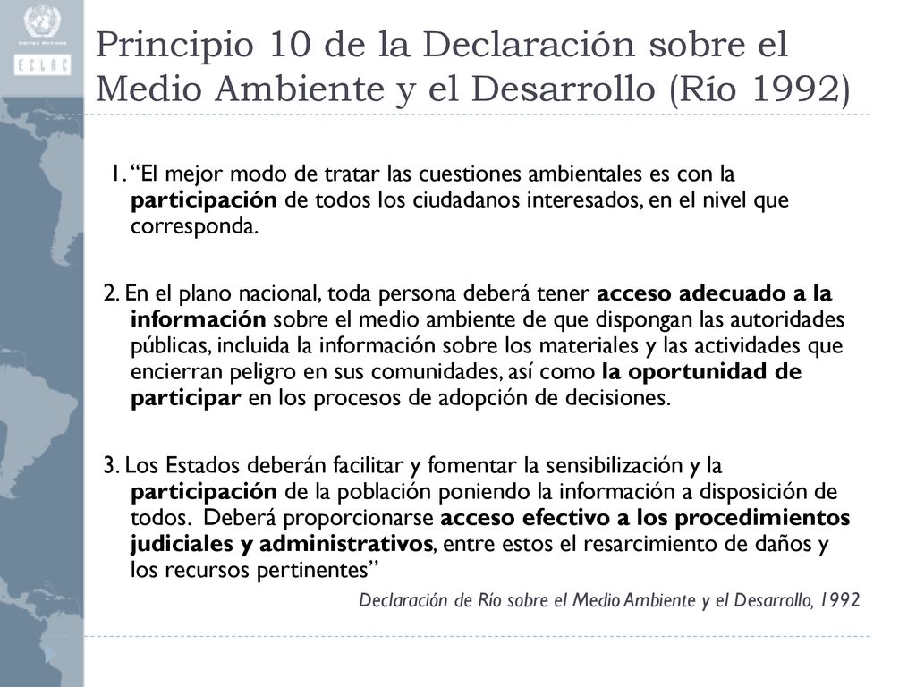 Principio 10 de la Declaración sobre el Medio Ambiente y el Desarrollo (Río 1992)