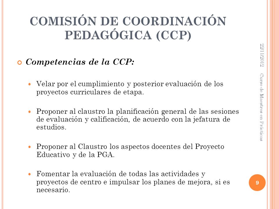 COMISIÓN DE COORDINACIÓN PEDAGÓGICA (CCP)