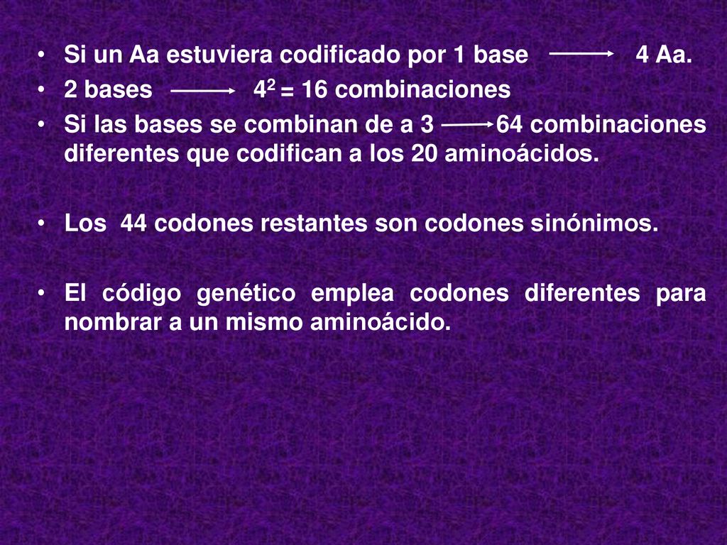 Si un Aa estuviera codificado por 1 base 4 Aa.
