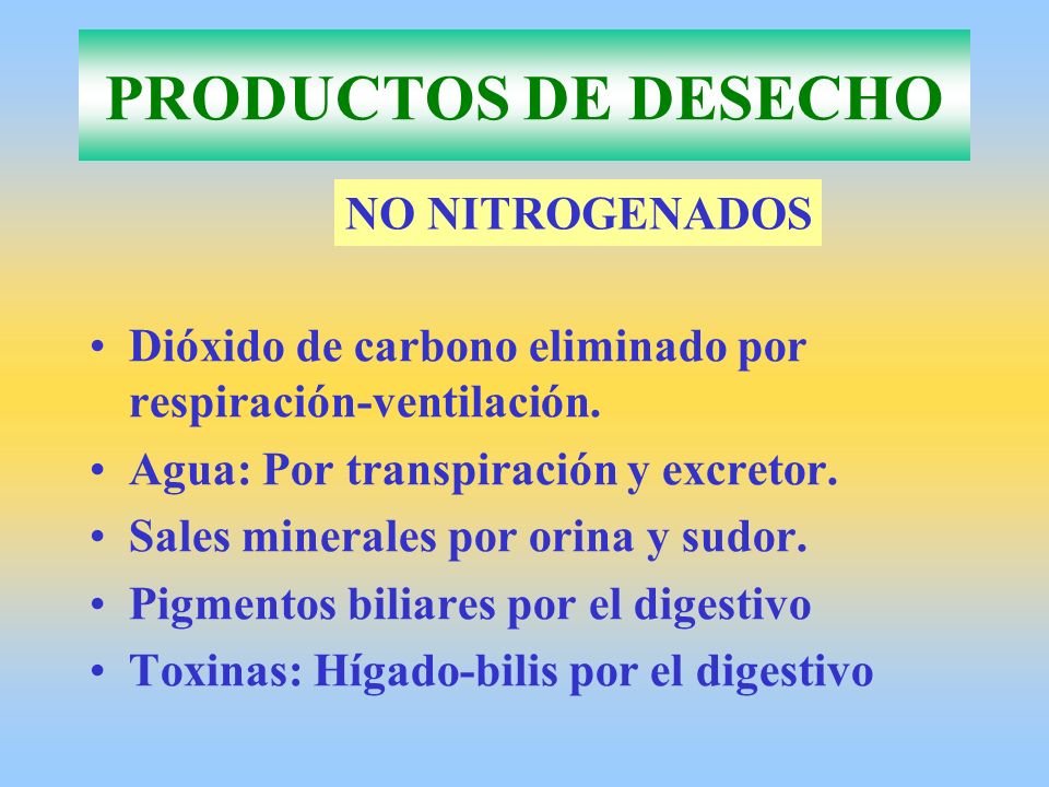 PRODUCTOS DE DESECHO NO NITROGENADOS