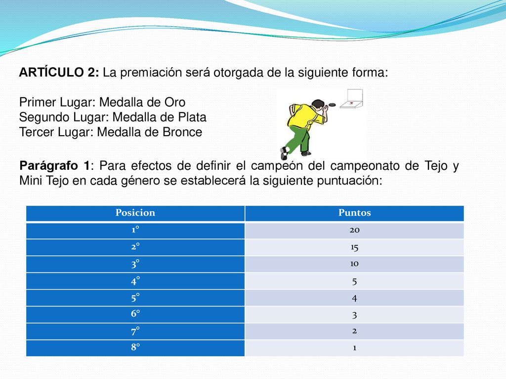 ARTÍCULO 2: La premiación será otorgada de la siguiente forma: