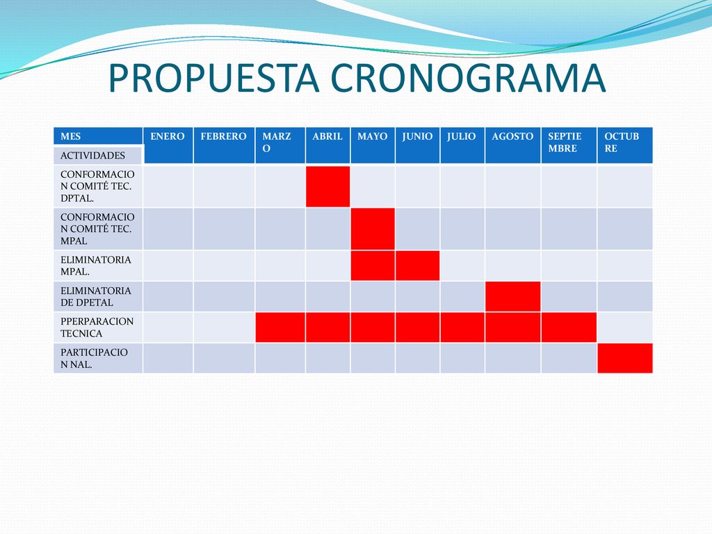 PROPUESTA CRONOGRAMA MES ENERO FEBRERO MARZO ABRIL MAYO JUNIO JULIO