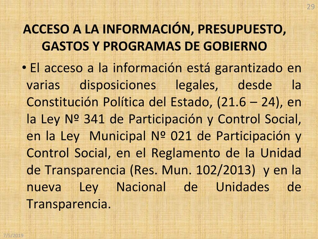 ACCESO A LA INFORMACIÓN, PRESUPUESTO, GASTOS Y PROGRAMAS DE GOBIERNO