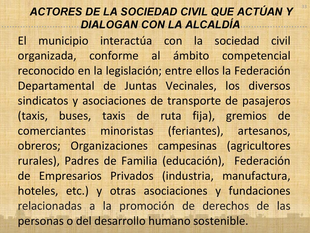 ACTORES DE LA SOCIEDAD CIVIL QUE ACTÚAN Y DIALOGAN CON LA ALCALDÍA