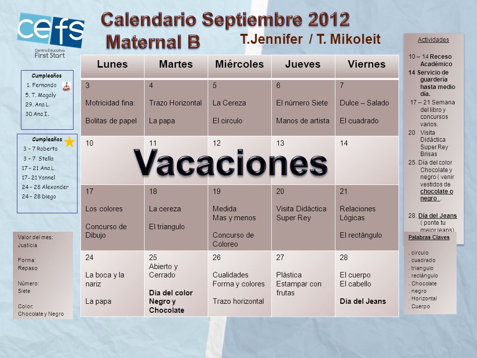 Calendario Septiembre 2012