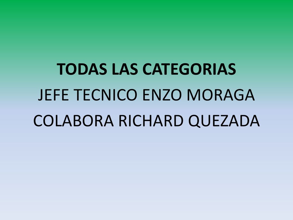 TODAS LAS CATEGORIAS JEFE TECNICO ENZO MORAGA COLABORA RICHARD QUEZADA