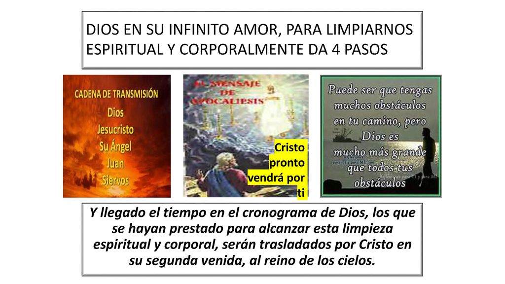 DIOS EN SU INFINITO AMOR, PARA LIMPIARNOS ESPIRITUAL Y CORPORALMENTE DA 4 PASOS