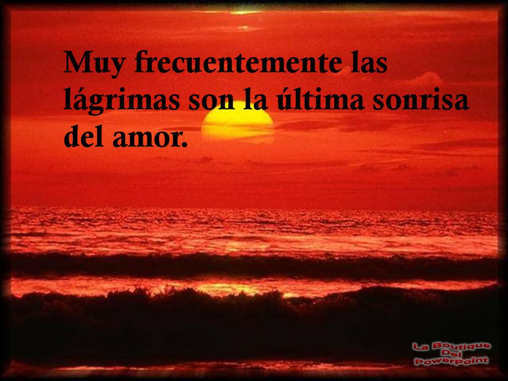 Muy frecuentemente las lágrimas son la última sonrisa del amor.