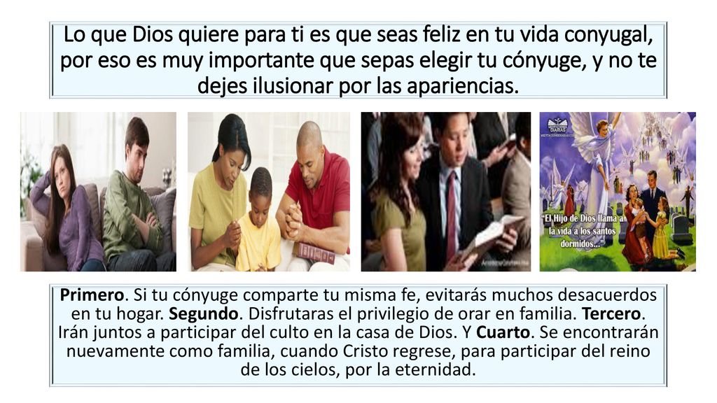 Lo que Dios quiere para ti es que seas feliz en tu vida conyugal, por eso es muy importante que sepas elegir tu cónyuge, y no te dejes ilusionar por las apariencias.