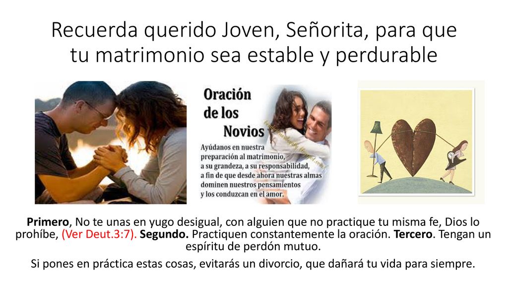 Recuerda querido Joven, Señorita, para que tu matrimonio sea estable y perdurable