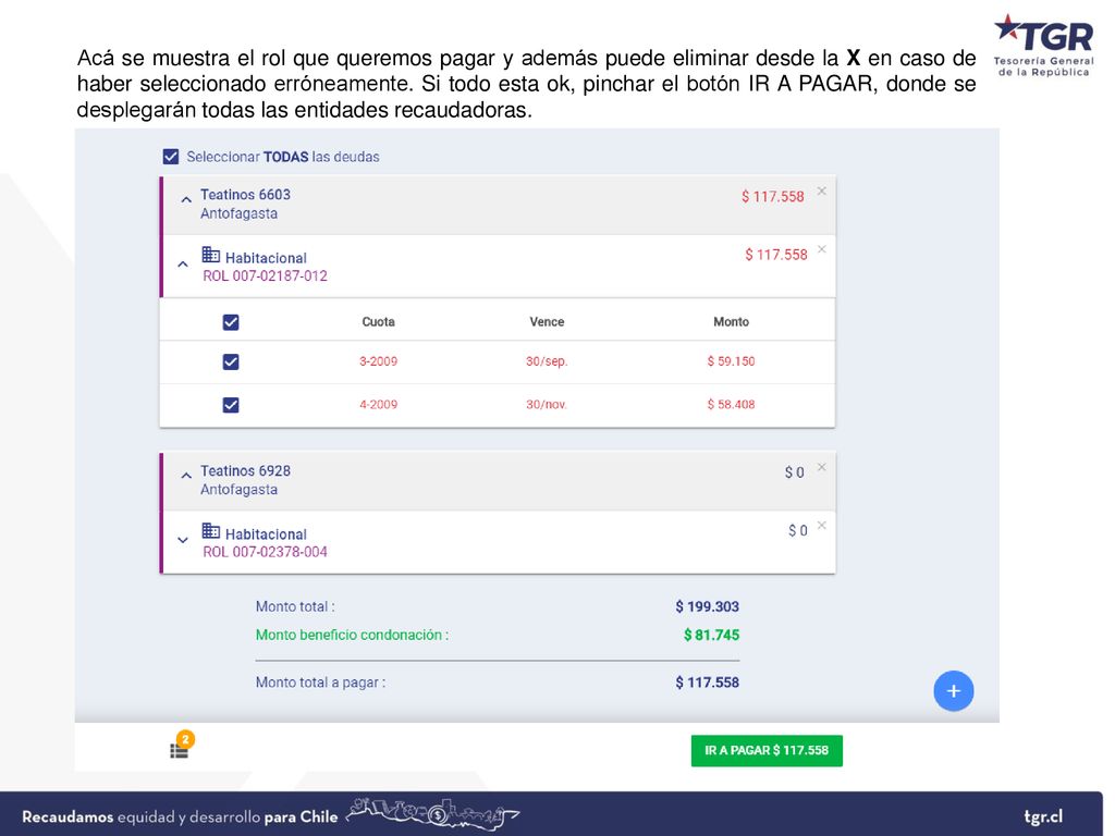 Acá se muestra el rol que queremos pagar y además puede eliminar desde la X en caso de haber seleccionado erróneamente.