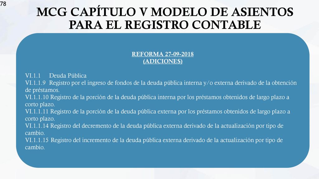 MCG CAPÍTULO V MODELO DE ASIENTOS PARA EL REGISTRO CONTABLE