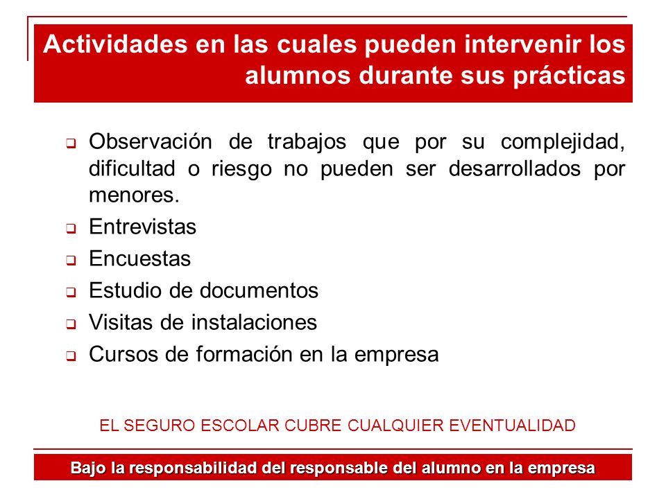 Bajo la responsabilidad del responsable del alumno en la empresa