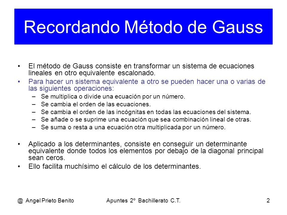 Recordando Método de Gauss