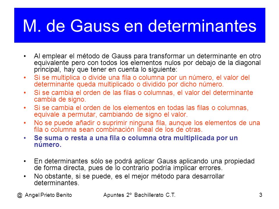 M. de Gauss en determinantes