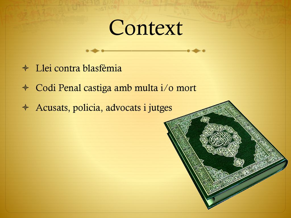 Context Llei contra blasfèmia Codi Penal castiga amb multa i/o mort