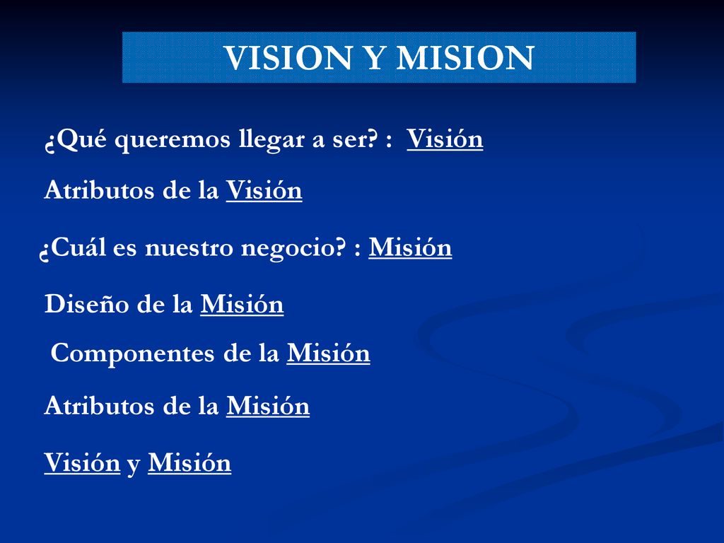 VISION Y MISION ¿Qué queremos llegar a ser : Visión