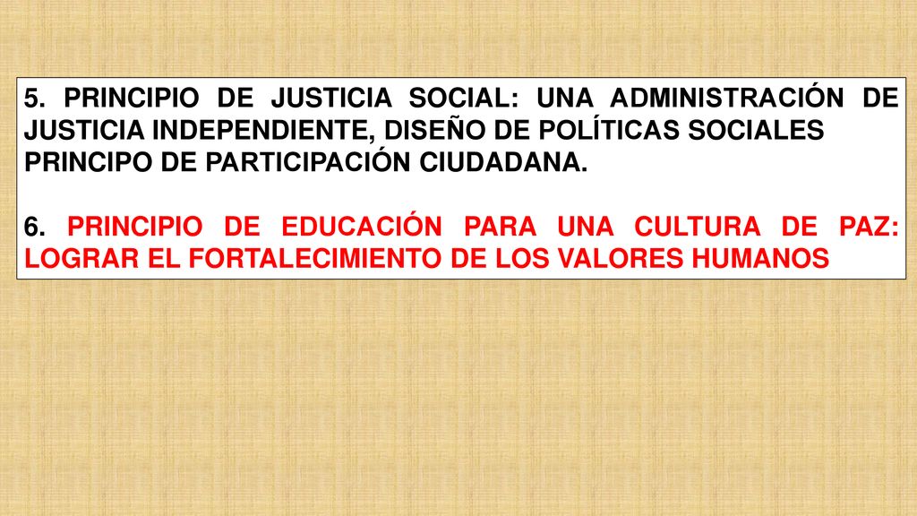 5. PRINCIPIO DE JUSTICIA SOCIAL: UNA ADMINISTRACIÓN DE JUSTICIA INDEPENDIENTE, DISEÑO DE POLÍTICAS SOCIALES