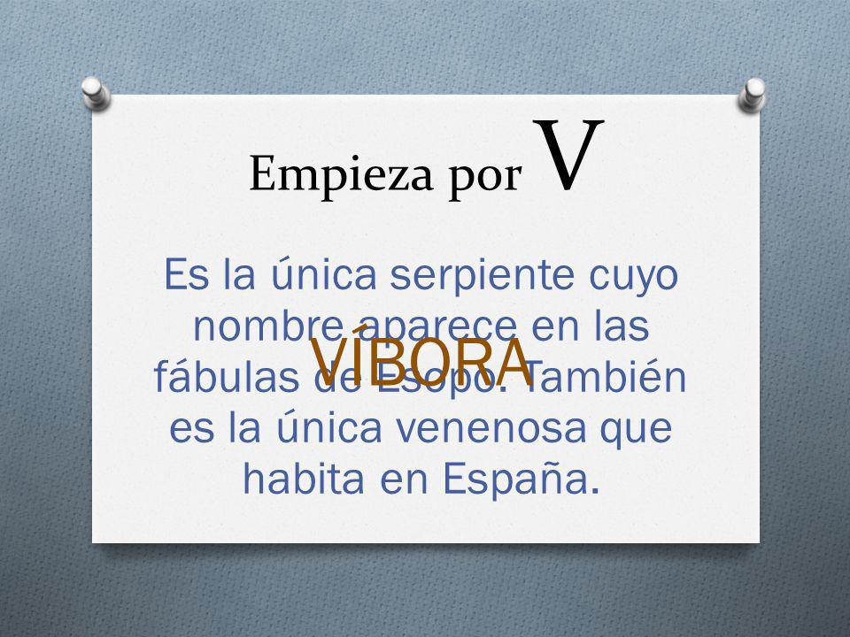 Empieza por V Es la única serpiente cuyo nombre aparece en las fábulas de Esopo. También es la única venenosa que habita en España.
