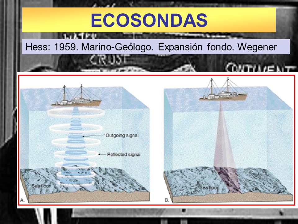 ECOSONDAS Hess: Marino-Geólogo. Expansión fondo. Wegener 1959