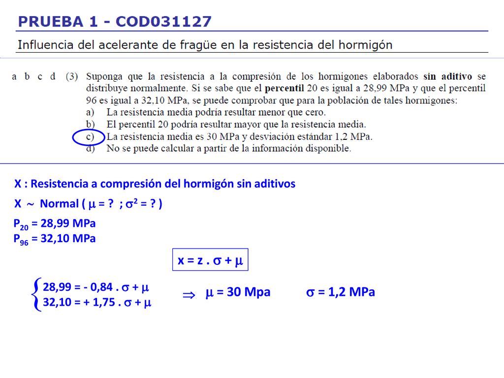 X : Resistencia a compresión del hormigón sin aditivos