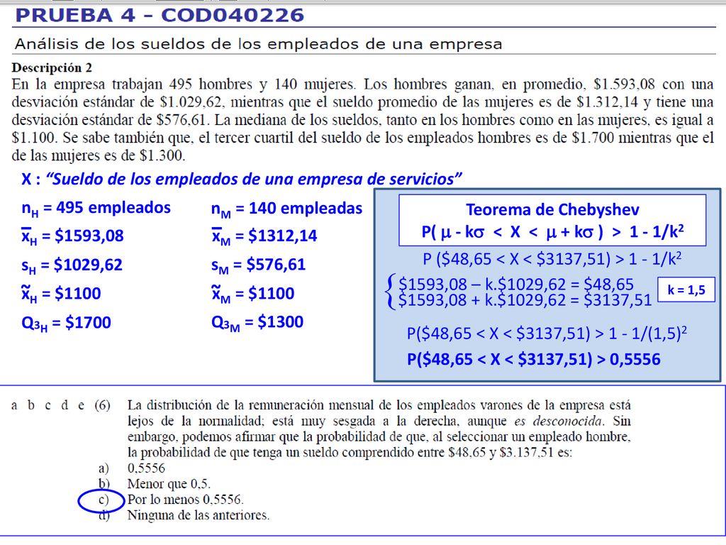 P(  - k < X <  + k ) > 1 - 1/k2