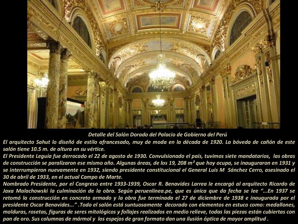 Detalle del Salón Dorado del Palacio de Gobierno del Perú