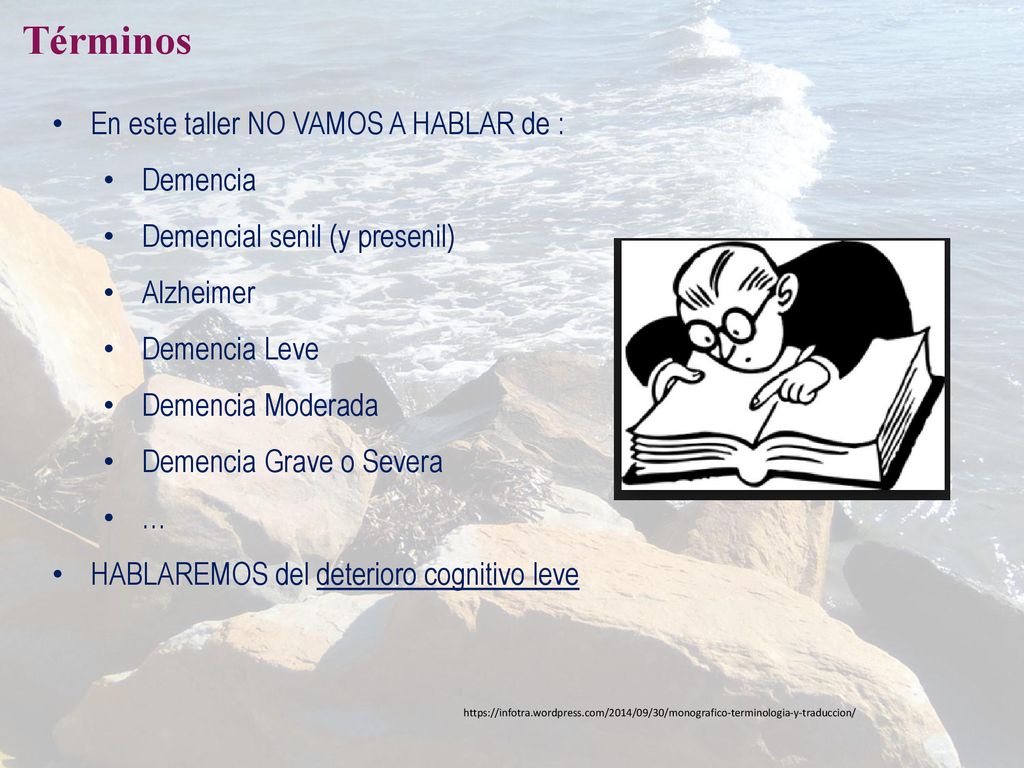Términos En este taller NO VAMOS A HABLAR de : Demencia