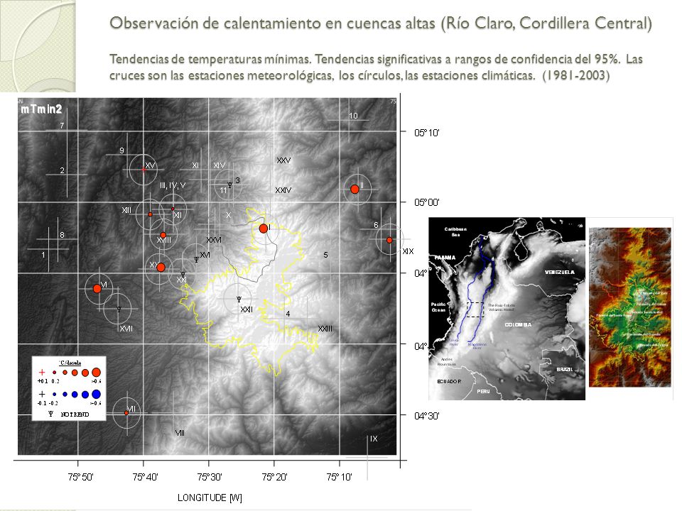 Observación de calentamiento en cuencas altas (Río Claro, Cordillera Central) Tendencias de temperaturas mínimas.