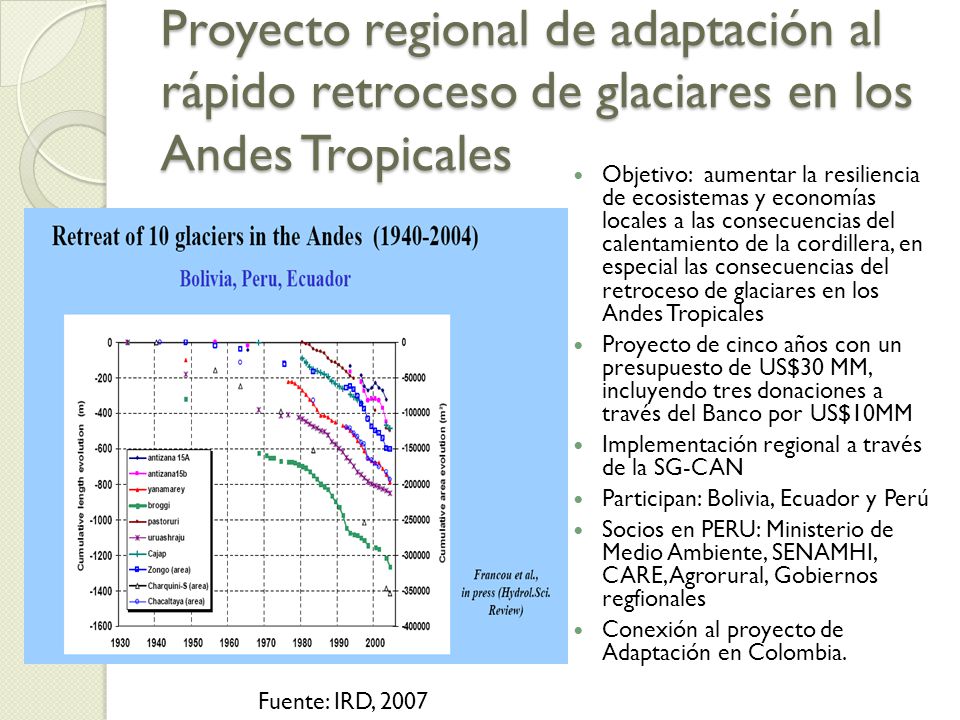 Proyecto regional de adaptación al rápido retroceso de glaciares en los Andes Tropicales
