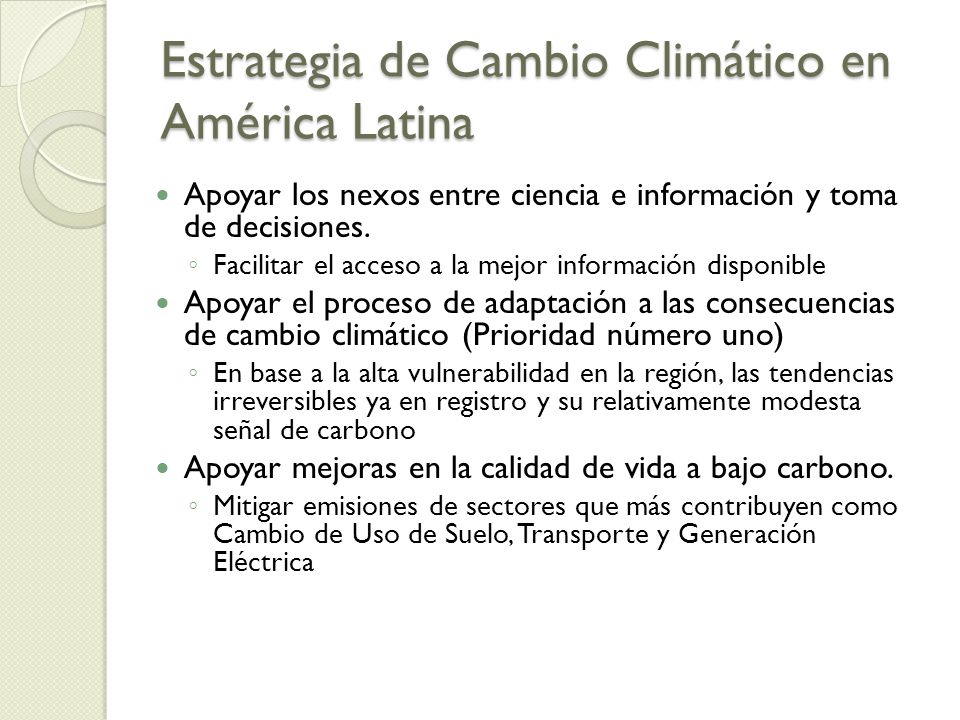 Estrategia de Cambio Climático en América Latina