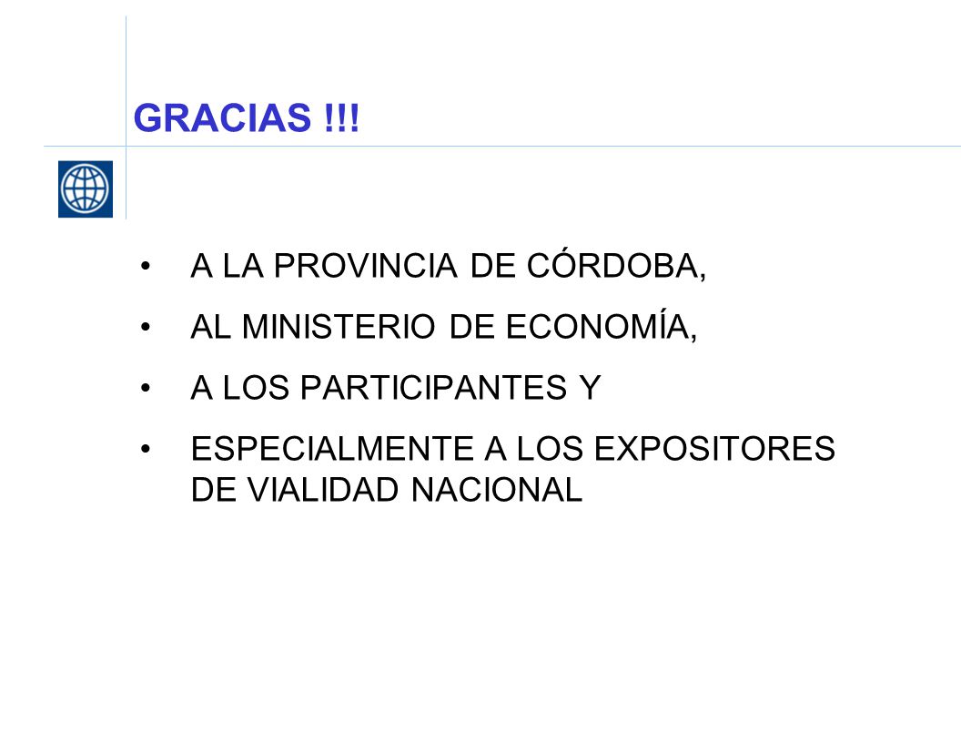 GRACIAS !!! A LA PROVINCIA DE CÓRDOBA, AL MINISTERIO DE ECONOMÍA,
