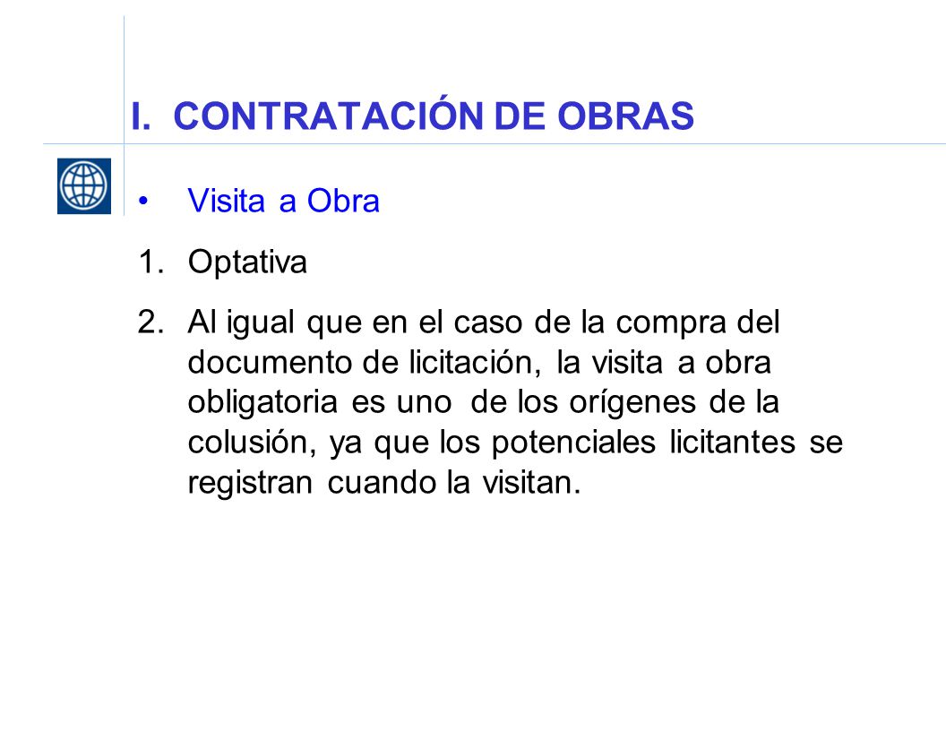 I. CONTRATACIÓN DE OBRAS