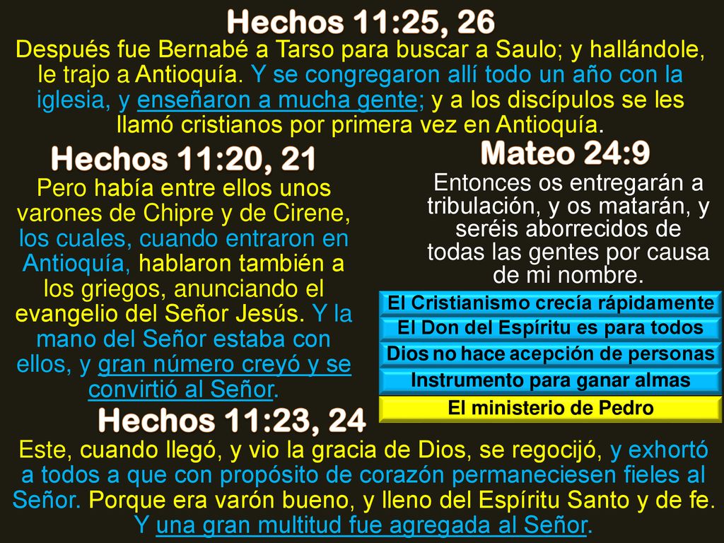 Hechos 11:25, 26 Mateo 24:9 Hechos 11:20, 21 Hechos 11:23, 24