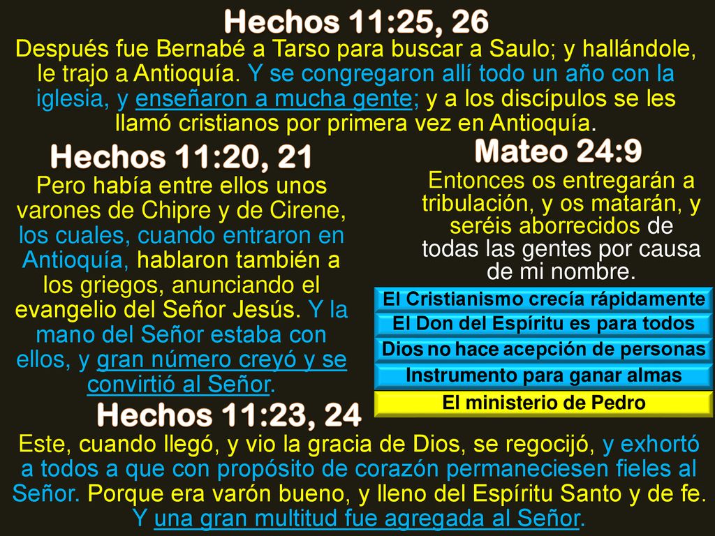 Hechos 11:25, 26 Mateo 24:9 Hechos 11:20, 21 Hechos 11:23, 24