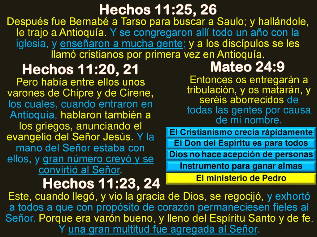Hechos 11:25, 26 Mateo 24:9 Hechos 11:20, 21 Hechos 11:23, 24