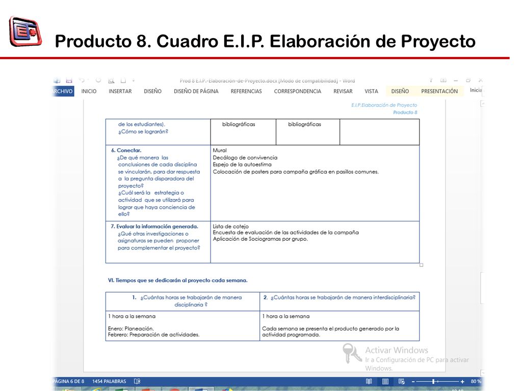 Producto 8. Cuadro E.I.P. Elaboración de Proyecto