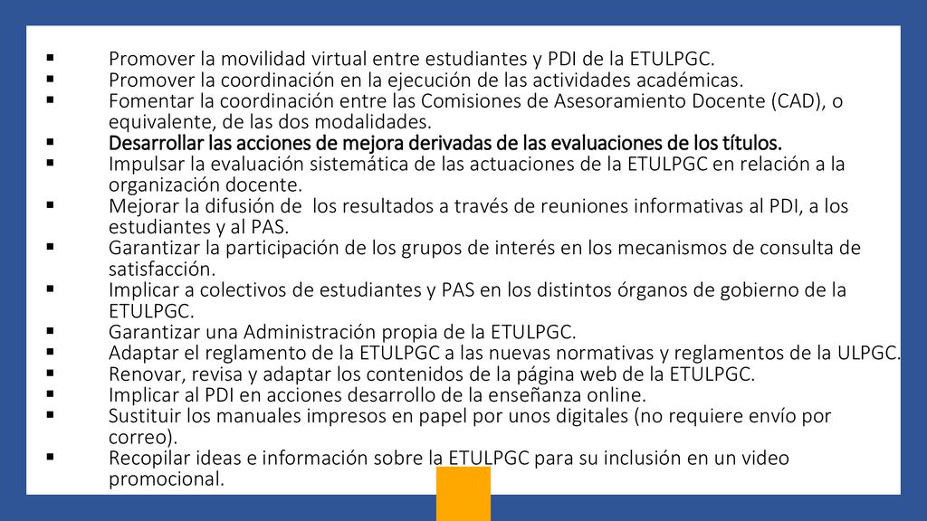 Promover la movilidad virtual entre estudiantes y PDI de la ETULPGC.