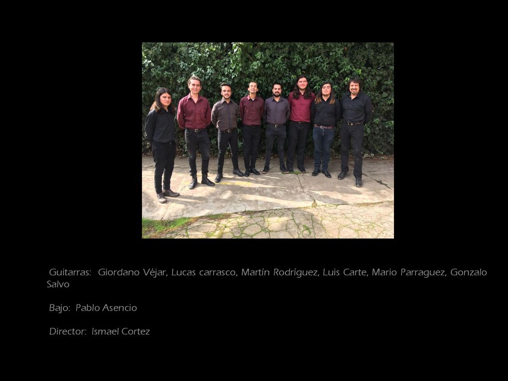 Guitarras: Giordano Véjar, Lucas carrasco, Martín Rodríguez, Luis Carte, Mario Parraguez, Gonzalo Salvo