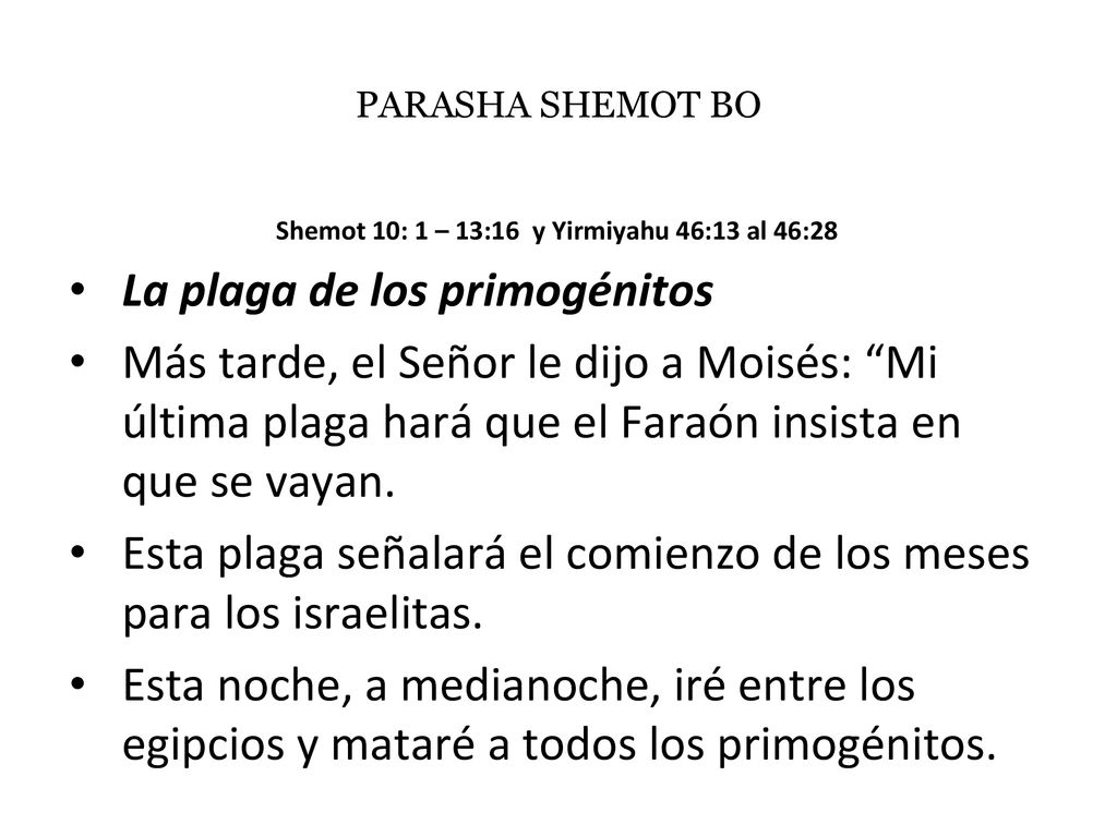 Shemot 10: 1 – 13:16 y Yirmiyahu 46:13 al 46:28