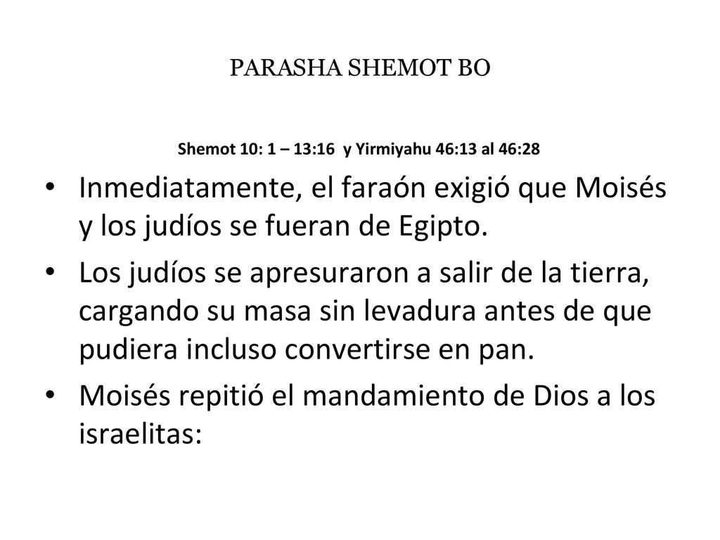 Shemot 10: 1 – 13:16 y Yirmiyahu 46:13 al 46:28