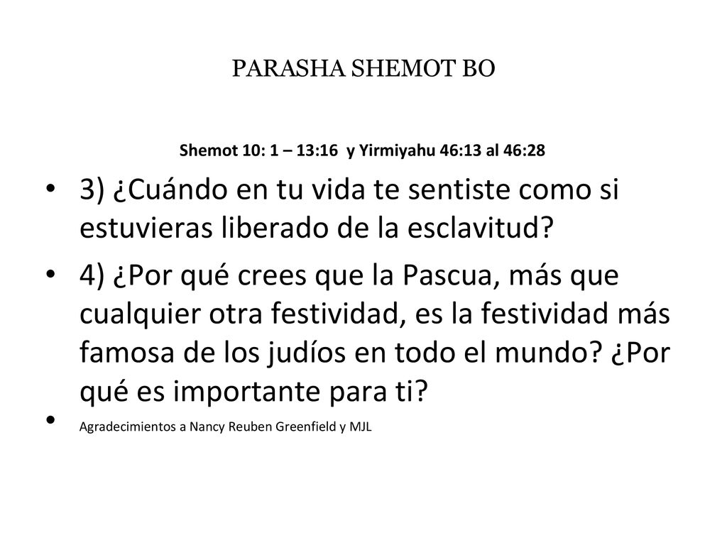 Shemot 10: 1 – 13:16 y Yirmiyahu 46:13 al 46:28